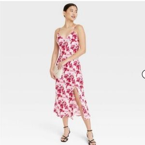 a new day Pink and White Floral Midi Dress